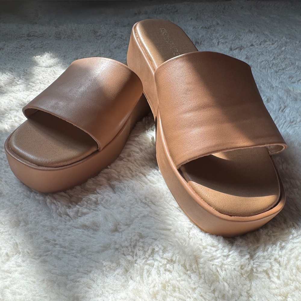 Tan Slide Sandals